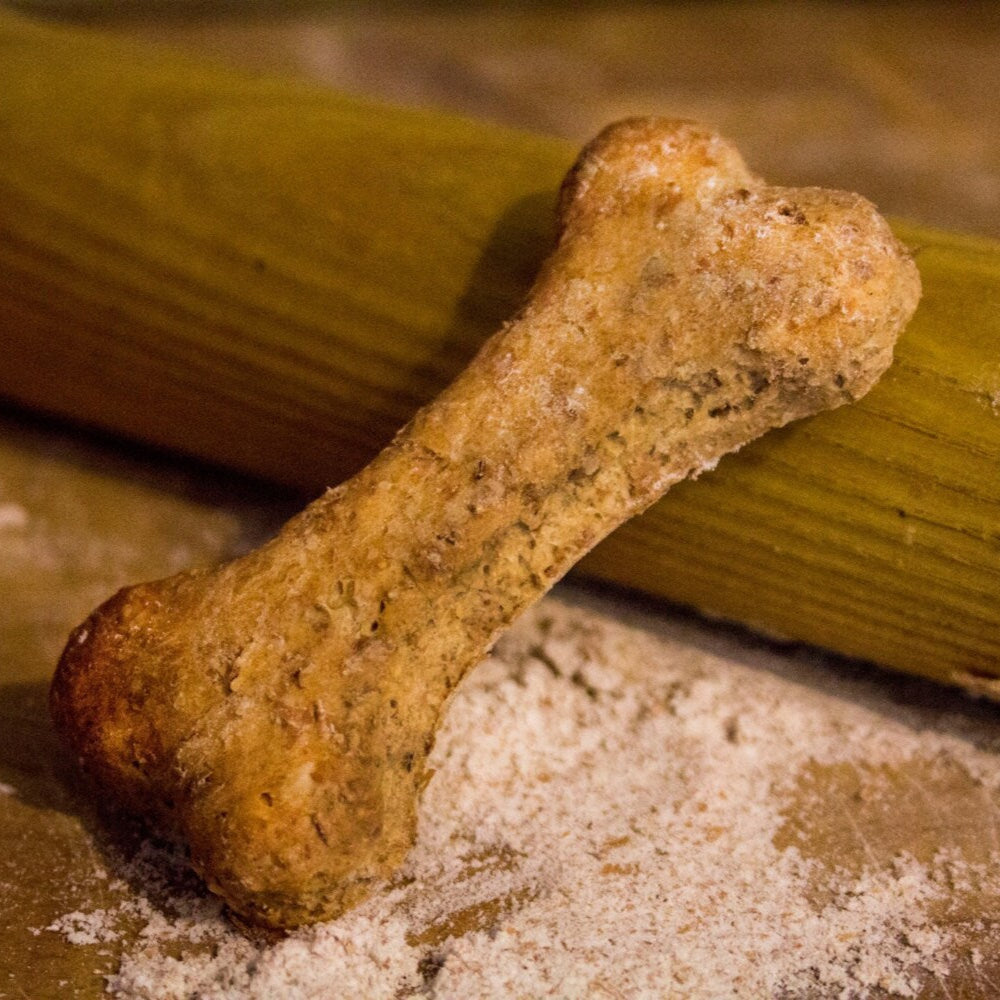 Our bone-shaped treats that are enhanced with the taste of peanut butter